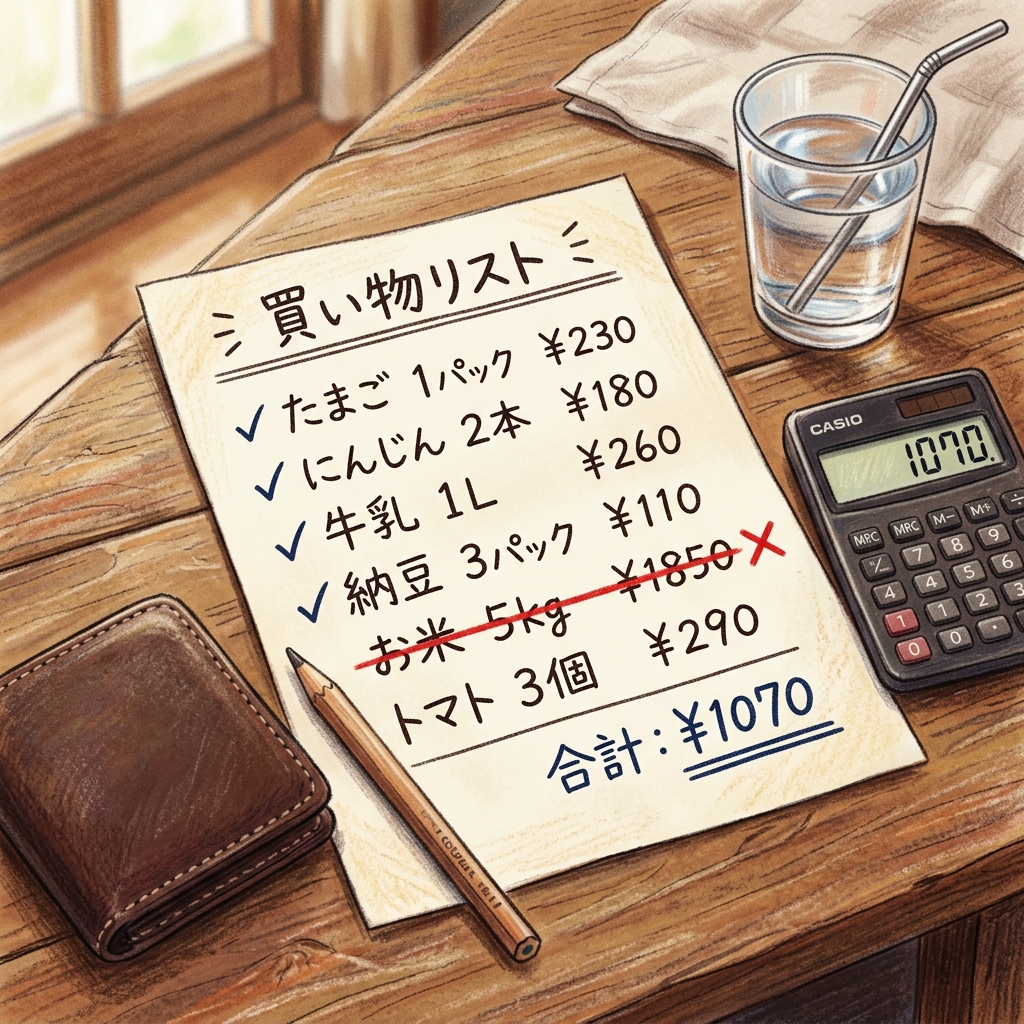 スーパーで買いすぎないための、買い物メモの作り方のイメージ